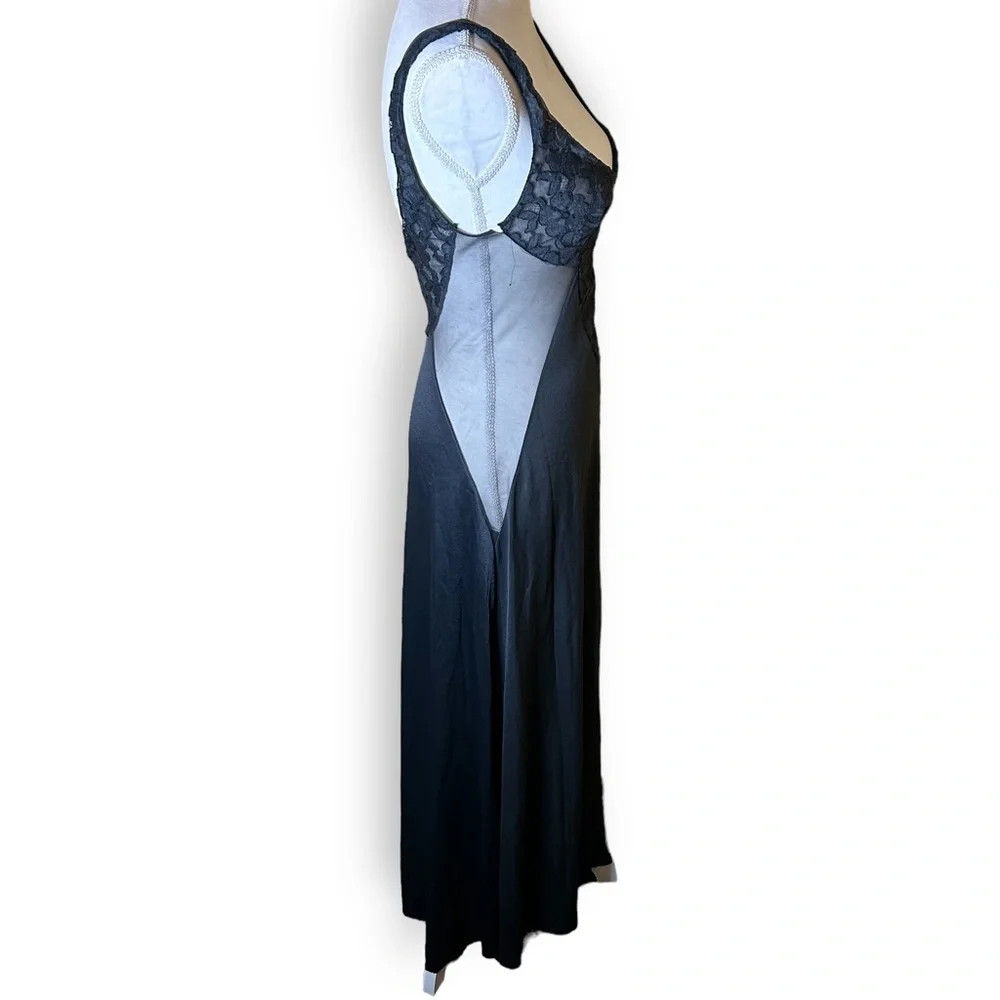 Vintage Black Blanche by Ralph Montenero Lace Mesh Maxi Long Slip Dress Size XS - Picture 6 of 12